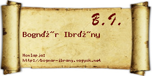 Bognár Ibrány névjegykártya